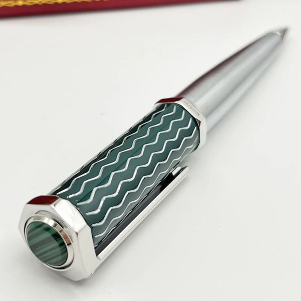 Stylo à bille de luxe octogonal, motif ondulé vert, haute qualité, avec boîte rouge, cadeau supérieur, 240130