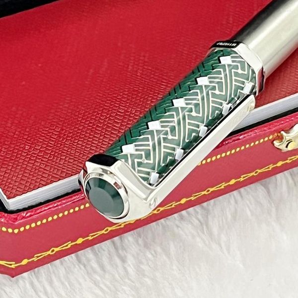Bolígrafo de lujo con diseño de onda verde octágono, alta calidad, con tapa con caja roja, regalo