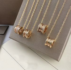 Luxe band keramische diamant hanger kettingontwerper voor vrouwen mode titanium roestvrijstalen veer hang ketting hoge kwaliteit 18k gouden ketting juweel cadeau
