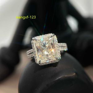 Bagues de luxe en argent Sterling S925, grand carré, 5 carats, breloque en Zircon, bague de fiançailles de mariage pour femmes, avec boîte, cadeau de fête