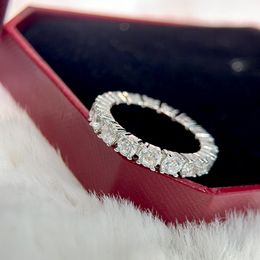 Luxe bandringen Topkwaliteit ETINCELLE Merkontwerper S925 Sterling Zilver Volledig Vierkant Zirkoon Laagketting Charme Trouwring Met Doos Voor Vrouwen Sieraden