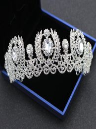 Luxe baroque reine cristaux couronnes de mariage Tiaras de mariée bijoux diamants en strass noyaux accessoires de cheveux bon marché Pageant TI1369862