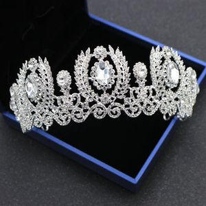 Luxe barokke koningin kristallen bruiloft kronen bruids tiara's diamanten sieraden strass hoofddeksels goedkope haaraccessoires optocht Ti271k