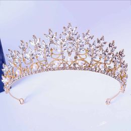 Luxe barokke strass hoofddeksels bruidskroon en tiara's modekristallen helder goud groen blauw prinses bruiloft accessoires brithday feesthoofdversieringen