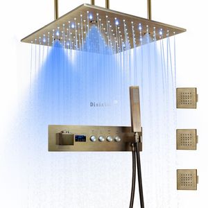 Luxe Bathroo 40X40CM Regenmist Temperatuurgestuurde Kleurrijke Regen LED-douchekop met digitale displayfunctie