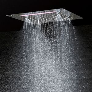 Salle de bain Luxury LED Plafond de douche Accessoires de tête Sus304 400x400mm Fonctions Rain cascade brume Douche DF5326