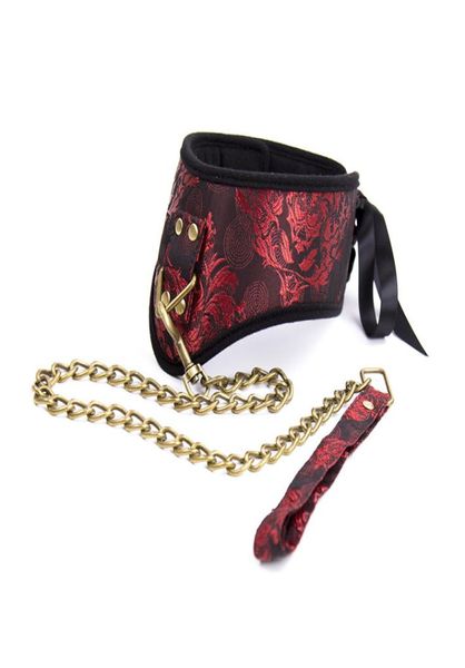 Collier de luxe en cuir BDSM à lacets soyeux, avec chaîne et laisse, Punk, Bondage, Juguetes sexuelles, jouets sexuels, 8346204