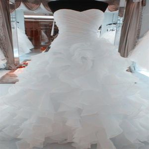 Luxe kralen borduurwerk bruidsjurken prinses jurk lieverd corset organza ruches kathedraal baljurk trouwjurken goedkoop2772