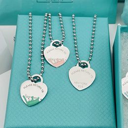 Luxus Perlen Kette Halskette Damen 19mm Herz Anhänger Edelstahl Mode Paar Schmuck am Hals Geschenk für Damen Accessoires Großhandel