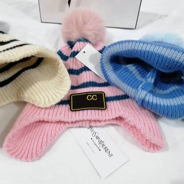 Bonnets de luxe designer protection auditive chapeau tricoté hiver bébés garçons et filles chapeaux en tricot design de mode