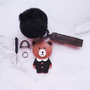 Keychain de luxe ours comme des femmes concepteurs de filles chaines clés pu en cuir pompe Pompom Carying Pendentif