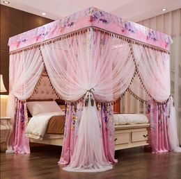 Luxury Beautiful Palace Mosquito Net Romantic Sunshade Bed Rurtain Canopy Net Threedoor Bedpread Curtain sans support