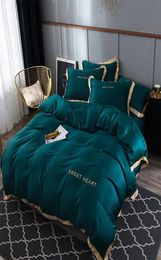 Luxe beddengoedset 4 stks plat laken kort dekbedovertrek sets king comfortabele quilt covers enkele queensize beddenbladen linnengoed lj2607009