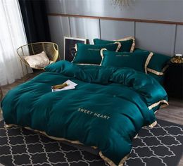 Luxe beddengoedset 4 stks plat laken kort dekbedovertrek sets king comfortabele quilt covers enkele queensize beddenbladen linnengoed lj5780018