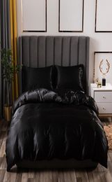 Ensemble de literie de luxe King Size noir Satin soie couette lit maison Textile reine taille housse de couette CY2005195367575