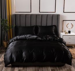 Ensemble de literie de luxe King Size noir Satin soie couette lit maison Textile reine taille housse de couette CY2005192122093