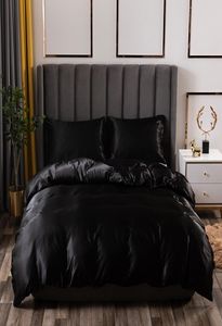 Ensemble de literie de luxe King Size noir Satin soie couette lit maison Textile reine taille housse de couette CY2005196807691