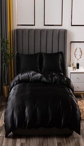 Ensemble de literie de luxe King Size noir Satin soie couette lit maison Textile reine taille housse de couette CY2005199065129