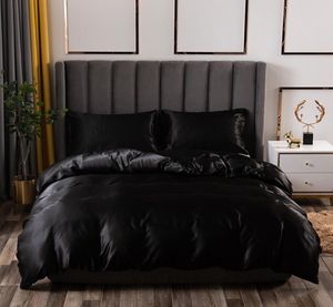 Ensemble de literie de luxe King Size noir Satin soie couette lit maison Textile reine taille housse de couette CY2005196846550