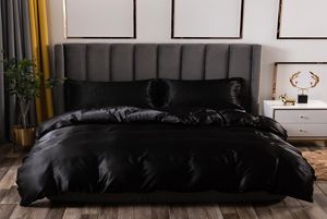 Ensemble de literie de luxe King Size noir Satin soie couette lit maison Textile reine taille housse de couette CY2005198819998