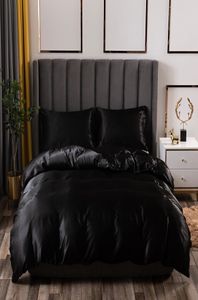 Ensemble de literie de luxe King Size noir Satin soie couette lit maison Textile reine taille housse de couette CY2005192476843