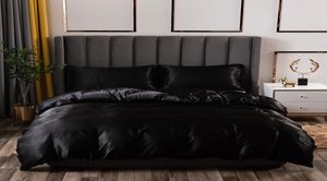 Ensemble de literie de luxe King Size noir Satin soie couette lit maison Textile reine taille housse de couette CY2005198088292