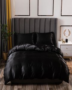 Ensemble de literie de luxe King Size noir Satin soie couette lit maison Textile reine taille housse de couette CY2005197460098