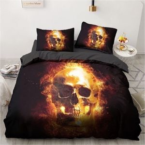 Luxe beddengoedsets 3D CustomDuvet Cover Set QueenkingQuiltBlanket Cover Set3 PCS Bed Seblack en wit schedelbed linnen dekbedovertrek 220616