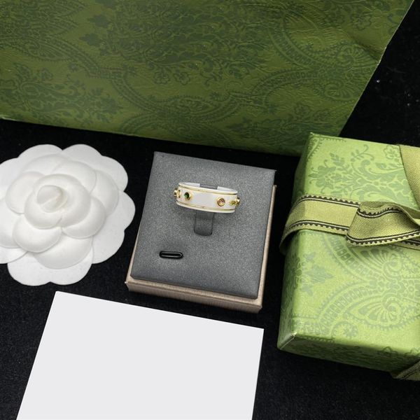 Bagues de luxe en céramique d'abeille pour femmes, bague en diamant exquis, strass colorés, cadeaux d'anniversaire avec Box222J