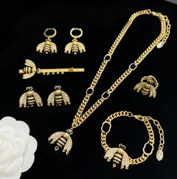 Colgante de abeja de lujo, pulsera, collar, cadena, anillo, pendiente, aretes, orecchini, juegos de joyas para mujer, dama, novia, fiesta, regalo para amantes de la boda