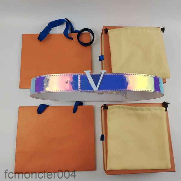 Cinturones de lujo Hombres Mujeres Moda Marca Cinturón de cuero Diseñador Clásico Naranja Hebilla Azul Brillante Recubrimiento colorido 3.8 cm de ancho Calidad superior 5A5G