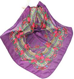 Besigner de luxe nouveau Style de mode motif ethnique russe femmes acrylique petite écharpe mouchoir écharpe 80 CM X 80 CM Hijab châle 5740207