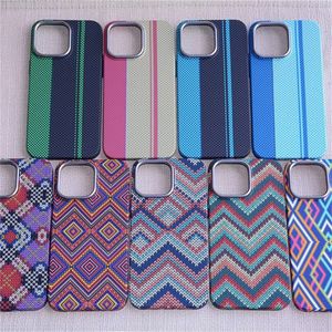 Coque de couverture lumineuse LUXO motif tissé en Fiber de luxe pour iPhone 14 Pro Max i13 IP12 IP14 coque Magsafe coque Capa