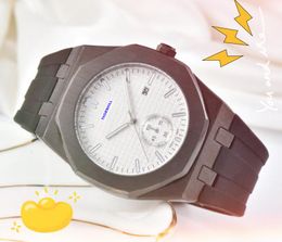 Montre décontractée à quartz de luxe à grand cadran 42 mm, chronographe de haute qualité pour hommes, horloge d'affaires décontractée, bracelet en caoutchouc et acier inoxydable, accessoires de montre-bracelet, cadeaux de vacances