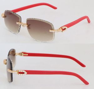 Gafas de sol de tablones rojos para mujeres de lujo para mujeres lente de corte de diamante para mujeres Fas1352230