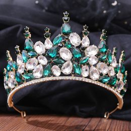 Luxe Big Forest Crystal Rhinestone Crown Wedding Tiara Bridal Hair Accessories Crown Party Hoofdkleding
