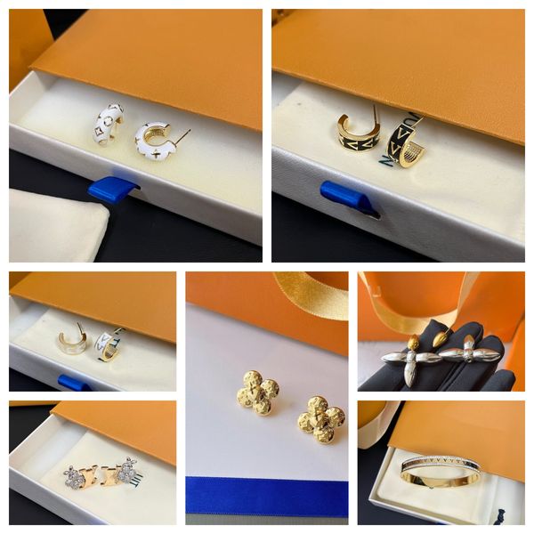 Big boucles d'oreilles de cerceau en or de luxe pour dame féminins filles bracelet créateur oreilles plates de création bijoux de boucles d'oreille de la Saint-Valentin