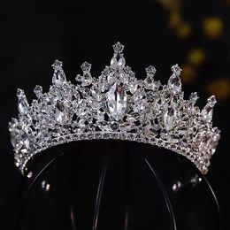 Luxury Big Rhinestone geométrico tiaras nupcial Crown Pageant Diadem Diadem Dadbandas para la boda Accesorios para el cabello de la boda