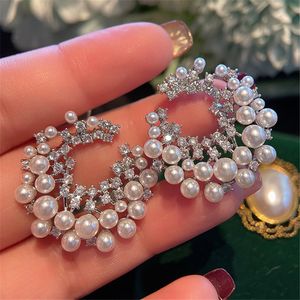 Luxury Big Stud Shell Pearl Earl Bringle Designer For Woman Party Circle Blanc 3A Zirconia Copper Diamond Oread Brocs 925 Sterling Silver Post Fashion Womens Jewelry Gift