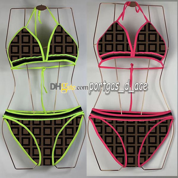 Bikinis de luxe ensemble femmes maillots de bain tricotés Sexy maillots de bain fendus charme fille plage soutien-gorge Brefs licou maillots de bain