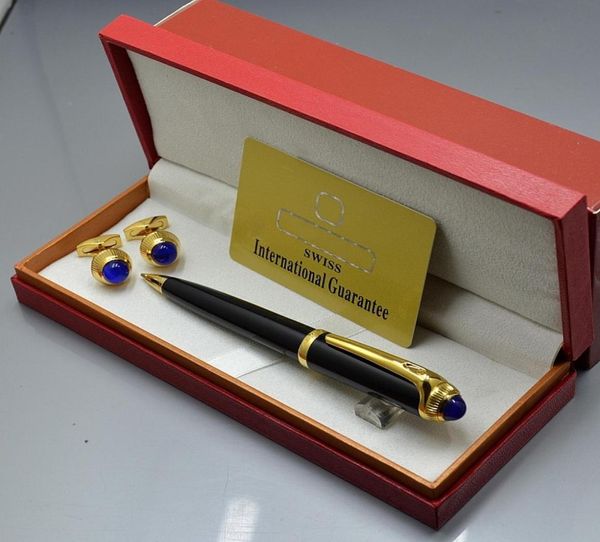 Luxury Birthday Gift Cuff Links de haute qualité en résine noire et en métal stylos à bouée de balle manchette manchette de bouchette.