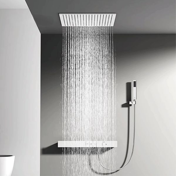Sistema de ducha de baño negro de lujo diseño montado en la pared de la pared