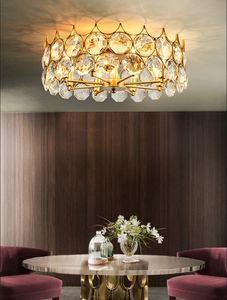 Lustre de plafond noir de luxe éclairage pour salon luminaires en cristal rond design rond chambre led lampe en cristal