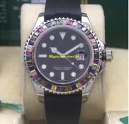 Luxe Black Dial Roestvrijstalen Mannen Automatisch Beweging Horloge 268655 Sapphire Ruby 40mm Mens Horloges Rubber Band