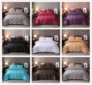 Luxe zwart dekbedovertrek knijpen plekken op korte beddengoed set koningin king size 3 stcs bed linnen set dekbeddeksel set met kussensloop45 472548736