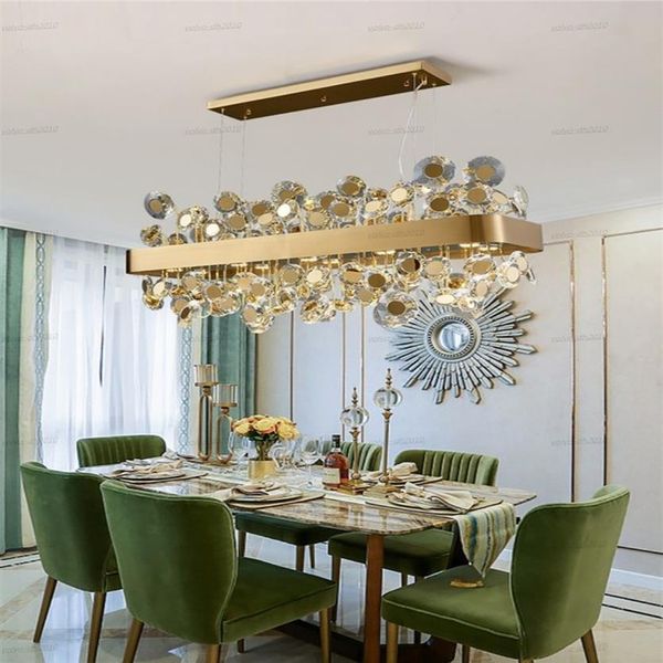 Éclairage de lustre en or noir de luxe pour salle à manger Villa appartement salon luminaires suspendus rectangulaires cuisine moderne 267G