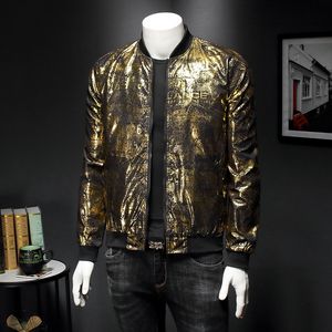 Luxe zwart gouden print feestjack outfit club bar jas mannen casaca hombre 2020 lente nieuwe jacquard bomber jassen mannen kleding