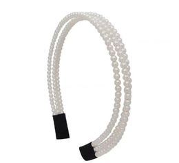 Luxe zwarte haarbanden Hoofdkleding Girls Koreaanse dubbeldek Pearl Hoop Hoofdbanden Haaraccessoires voor vrouwelijke hoofdbandhoofdtooi