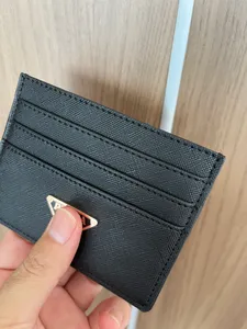 Luxe zwarte id creditcardhouders dames mini-portemonnee driehoek merk mode leer canvas heren ontwerper pure kleur dubbelzijdig