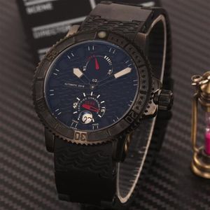 Luxe Zwart PVD Roestvrij Lichtgevende Transparante Terug Mannen Automatische Mechanische Horloges Zwart Rubber Heren Dress Horloges 3301